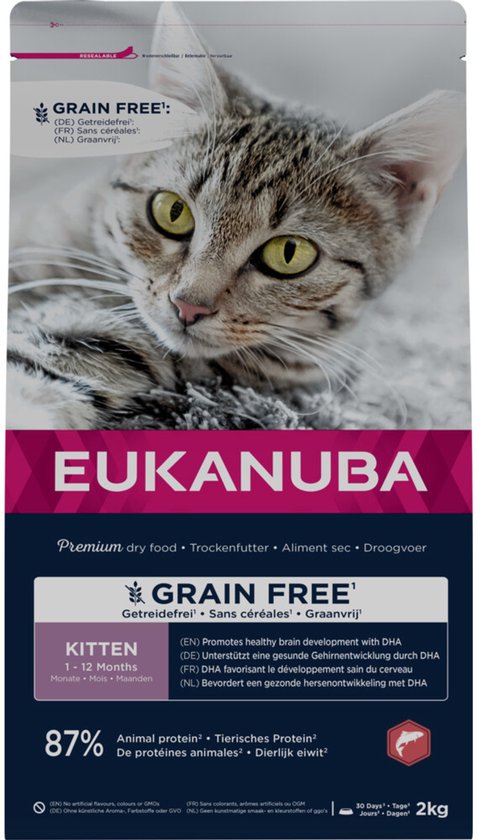 Eukanuba Kitten Graanvrij Kattenvoer Zalm - 4 x 2 kg - Voordeelverpakking