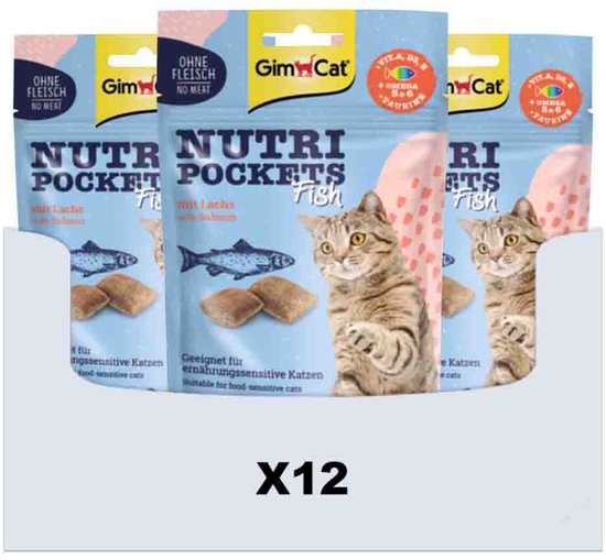 GimCat Nutri Pockets Vis met Zalm - 12 x 60 gr - Voordeelverpakking