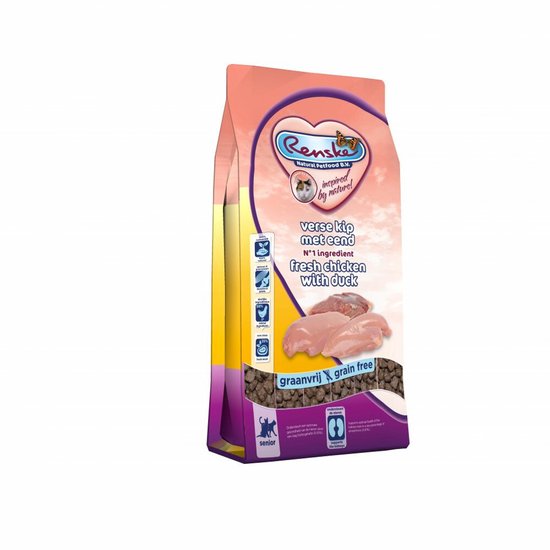 Renske Super Premium Senior Kattenvoer Kip & Eend - 8 x 400 gr - Voordeelverpakking