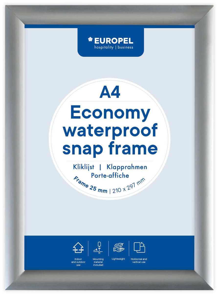 Europel Kliklijst Economy Outdoor A4 Zilver 25 mm
