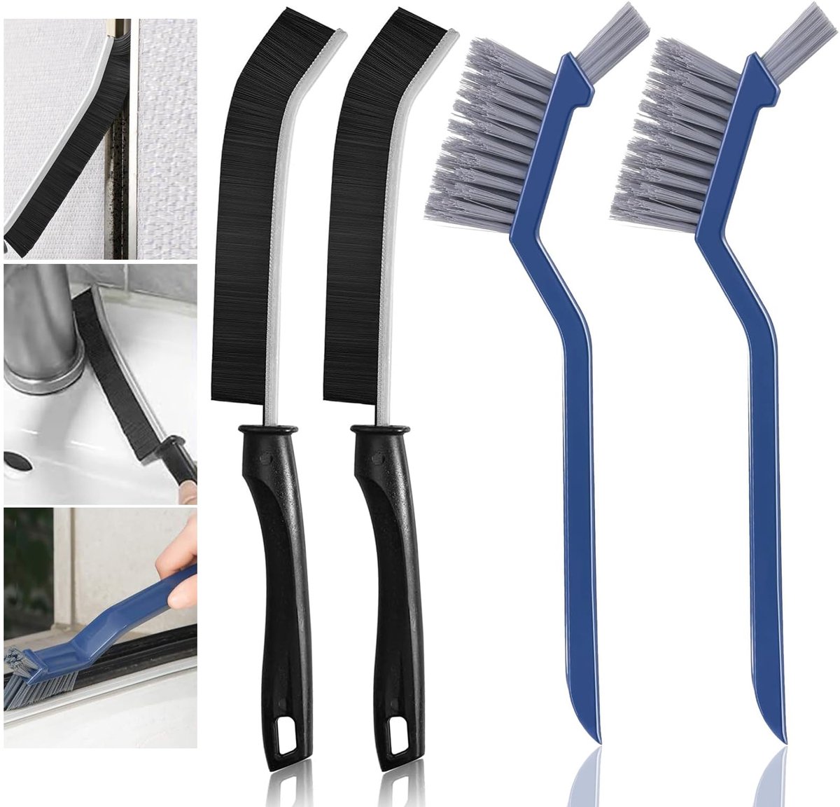 Ibenzoa® Vierdelige set van multifunctionele borstels voor grondige reiniging in huis