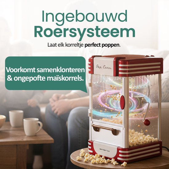 Yabano Popcornmachine 5 L Voor Thuis, 800 W Popcornmaker Met Suiker En Olie Afneembare Anti Aanbakverwarmingsplaat Automatische Roerstaaf Transparant Deksel Als Serveerschaal Eenvoudig Te Reinigen 3624450511