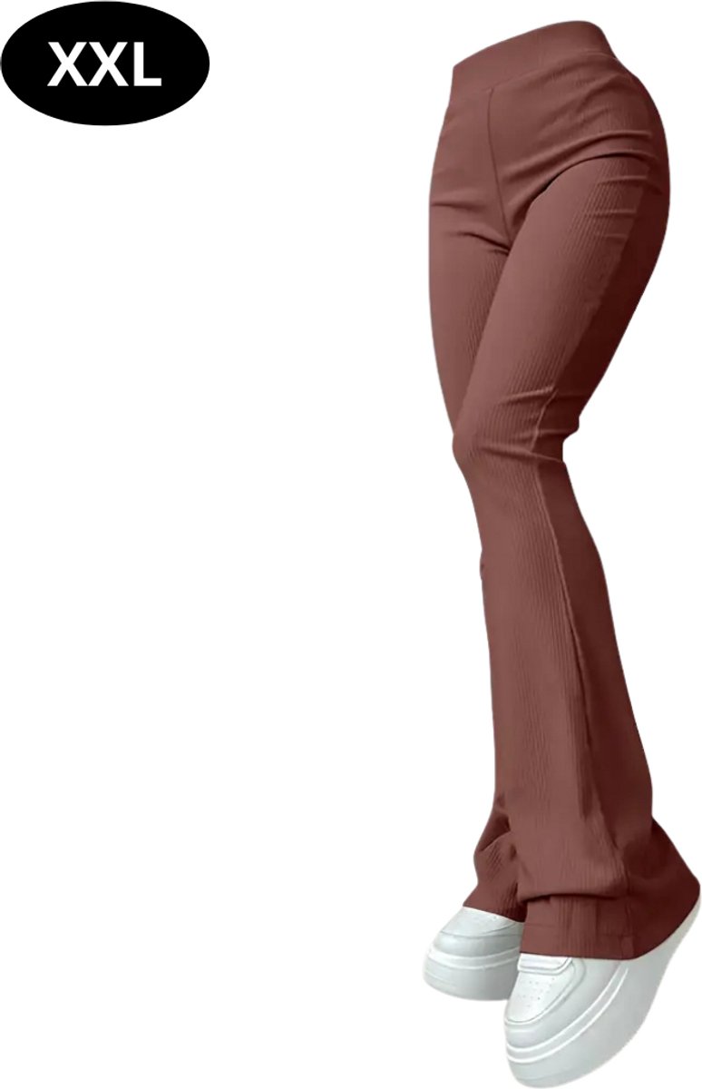 Nivard Lange Broek Dames Flair Broeken Wijde Broek Flared Broek Pants Jeans Trousers Strectch Bruin