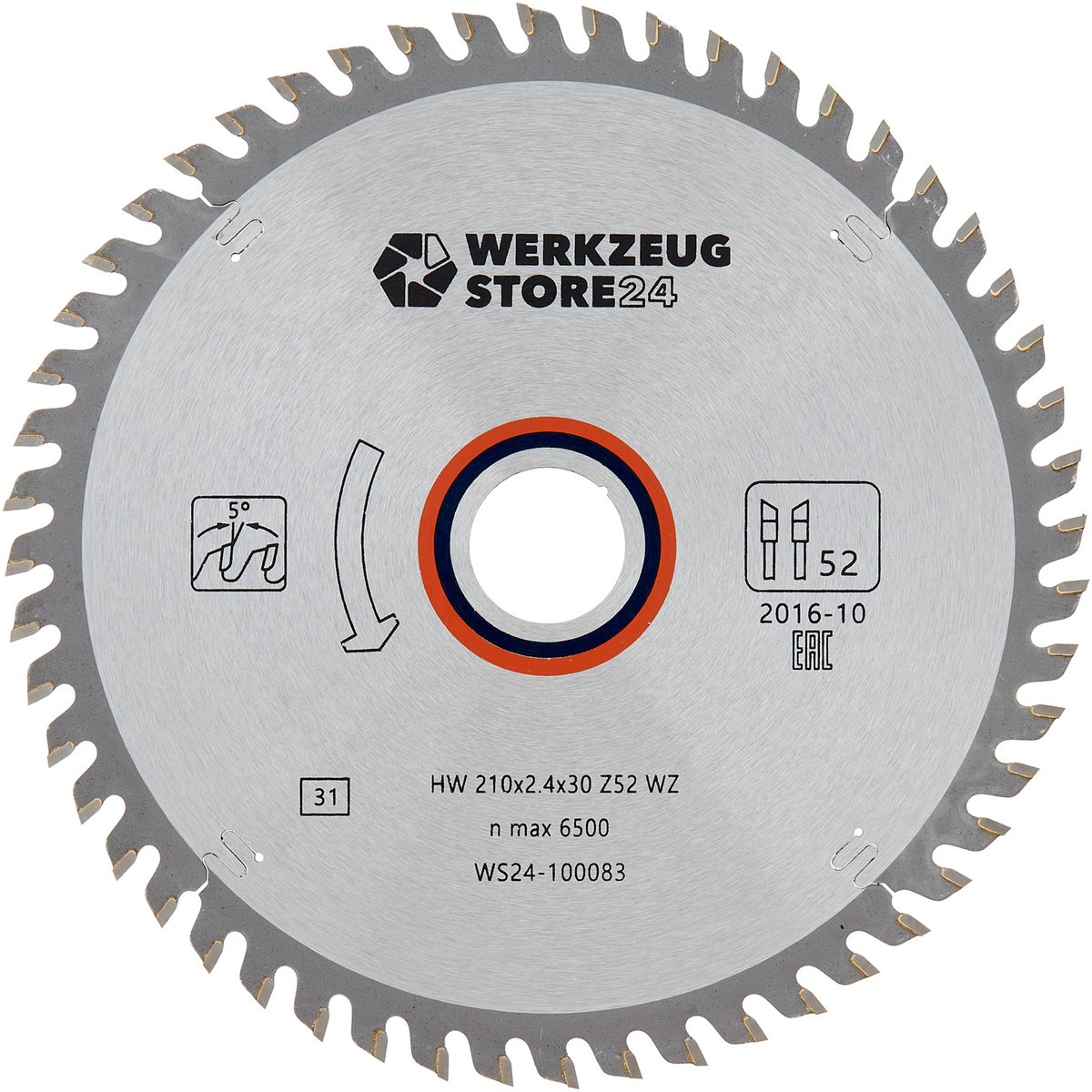 WS24 TCT cirkelzaagblad hout 210 x 2,4 x 30 WZ 52 - WS24-100083