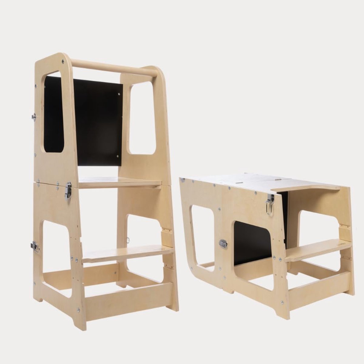 Image of 3-in-1 Leertoren voor Kinderen - Verstelbare Houten Keukentoren en Tafel