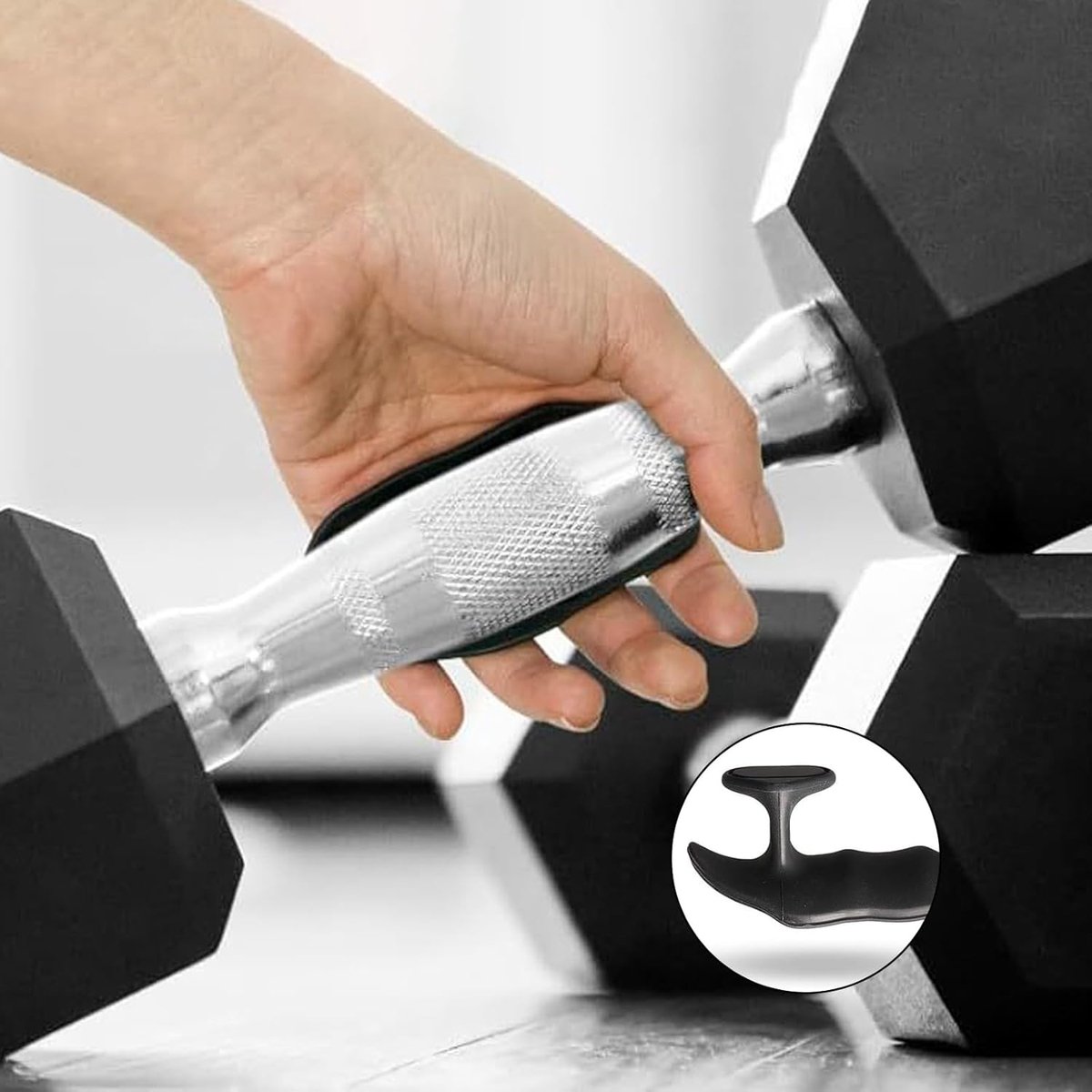 2 paar antislip rubberen gewichthefhandgrepen - Geschikt voor training in de sportschool, pull-ups, deadlifts, dumbbells en gewichtheffen - Zwart – foto 6