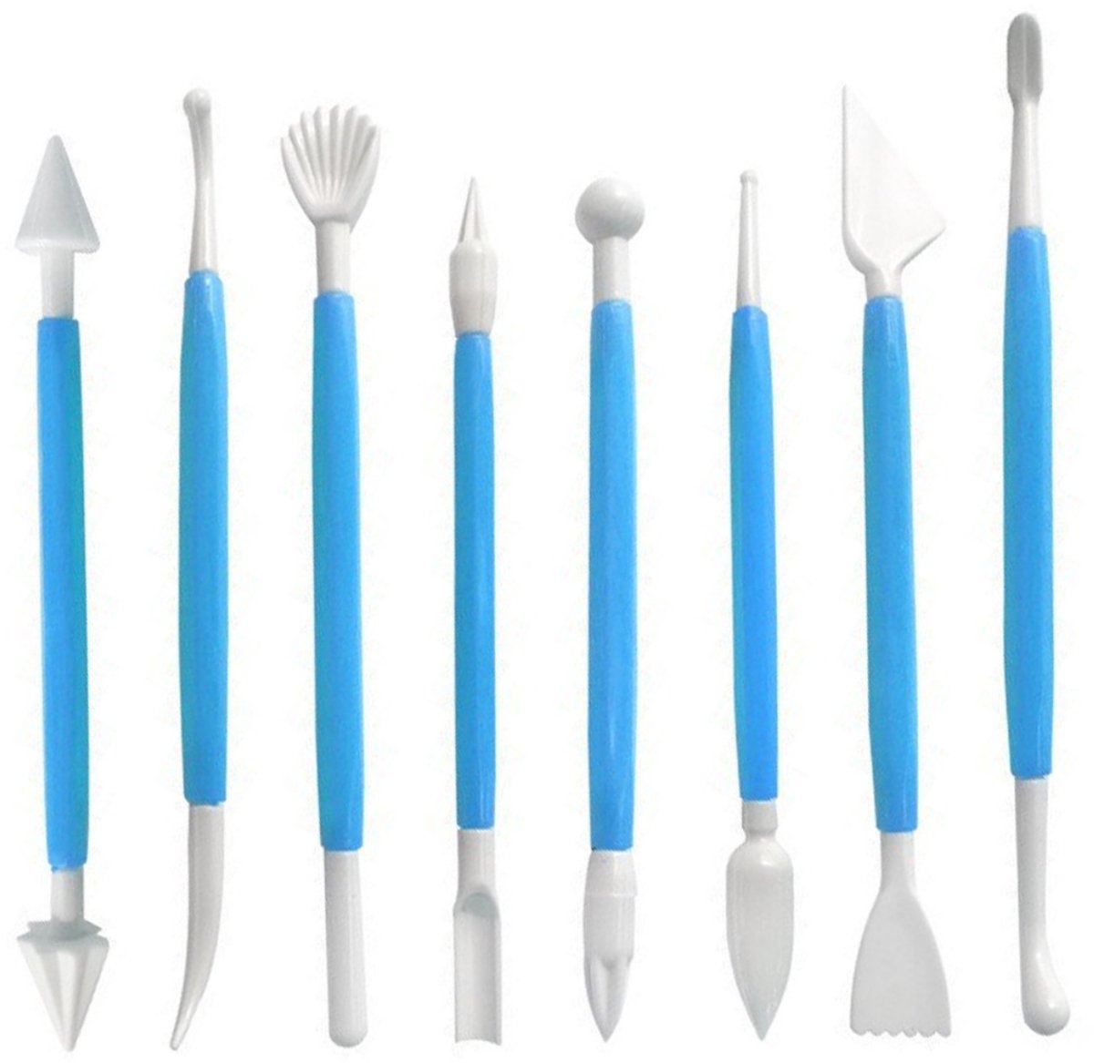 EXCITAT Klei-modelleergereedschap - Pottenbakkersgereedschap - voor doe-het-zelf-knutselen, taartbeeldhouwen, decoreren en meer - Set van 8 stuks - blauw