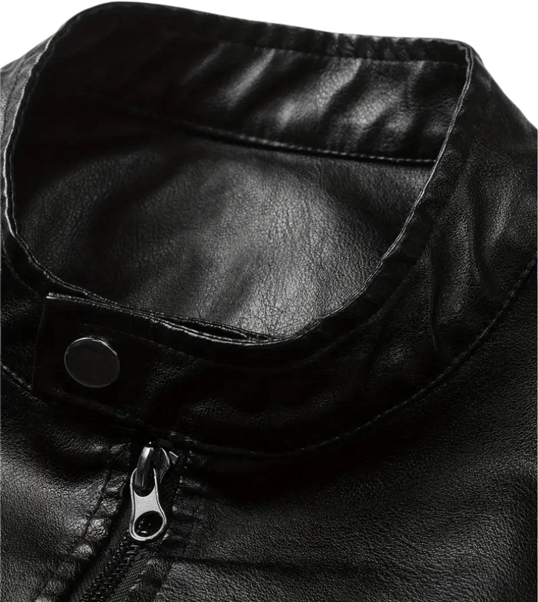 Bovista Kunst Leren Jas - Leather Jacket - Lederen Jas - Bomberjack - Pilotenjack - Blazer - Biker - Motorjas - Motormuis - Heren - Zwart XXL – foto 5