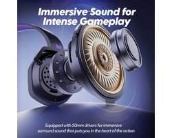 Draadloze Gaming Headset met Microfoon voor PS5, PS4, PC en Mobiel – 100 uur Batterijduur – 50mm Drivers – Paars