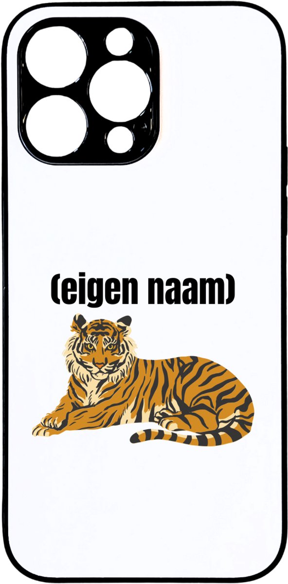 Hacebo® - tijger met eigen naam telefoonhoesje - Tijger - dieren liefhebber - telefoonhoesjes - iemand die houdt van tijgers - verjaardag - cadeau - kado - geschenk - hoesje geschikt voor iPhone 14 Pro Max