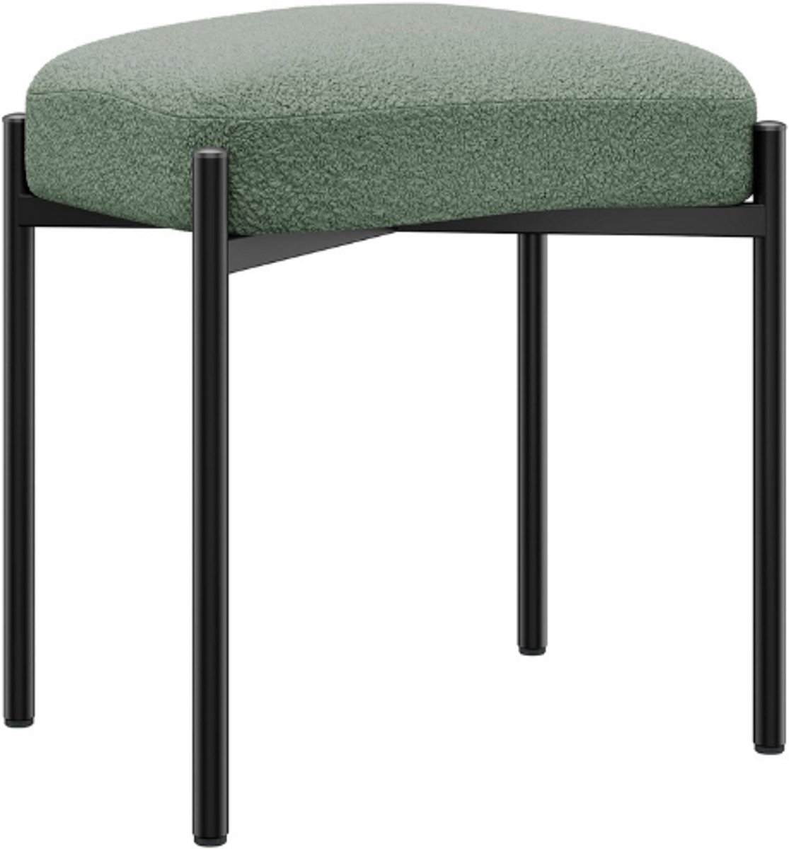 BOG Make-Up Krukje Teddy Velvet - Vierkante Poef Met Metalen Poten - Sierlijke Ottoman Bank Voor Slaapkamer Woonkamer Hal - Groen 37x29x46 cm