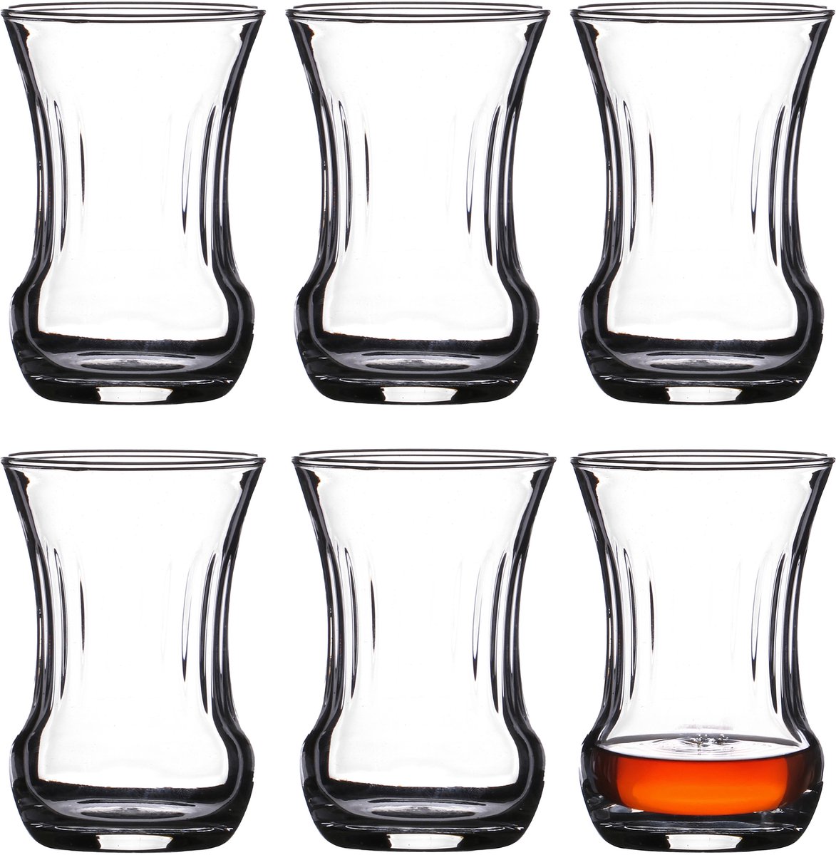LAV Turkse Theeglazen - 6x stuks - glas - 105 ml - thee/koffie - appelthee