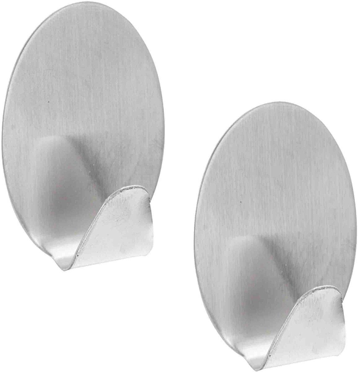 Excellent houseware Zelfklevende rvs haakjes - ovaal - 8x stuks - 5 x 5,5 cm - handdoekhaa