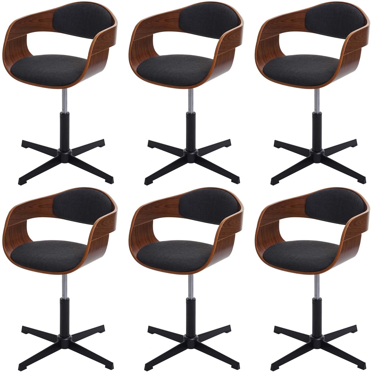 Set van 6 eetkamerstoelen MCW-H46, stoel, in hoogte verstelbaar, draaimechanisme, gebogen
