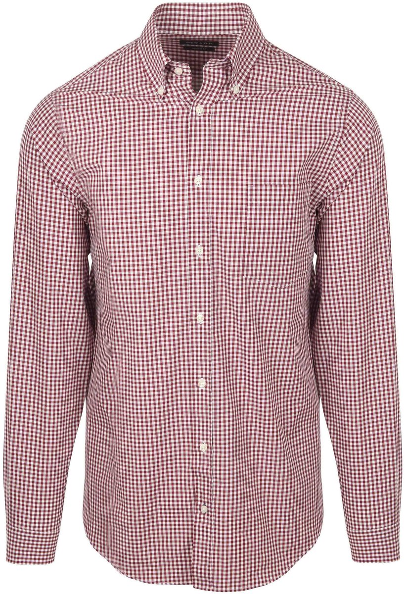 Steppin' Out Poplin Overhemd Ruit Rood - Maat M - Heren