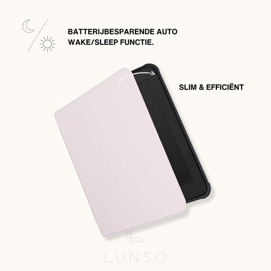 Lunso Geschikt voor Kobo Libra Colour hoes (7 inch) - sleepcover - Lichtroze van Lunso — afbeelding 4