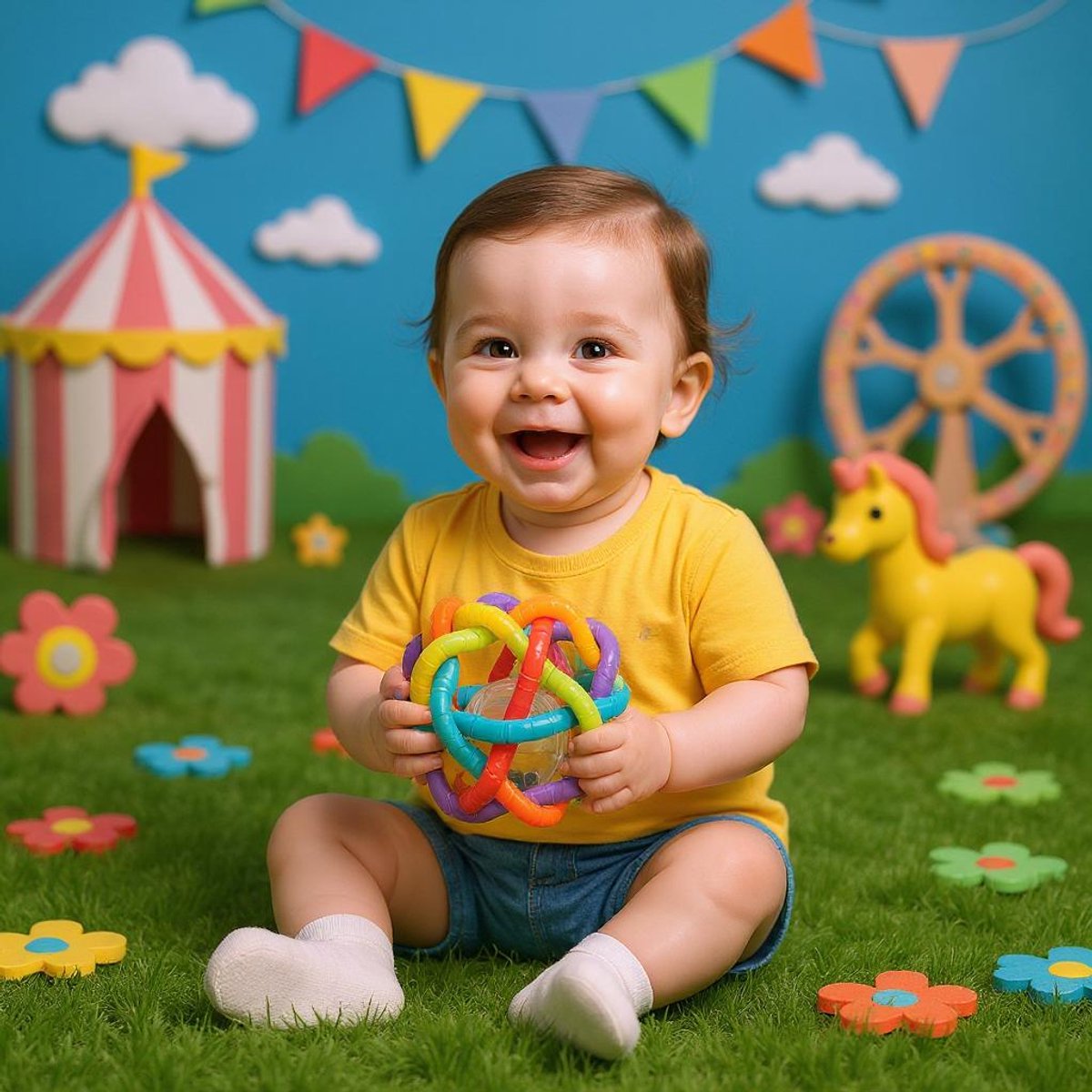 Playgro Buigbare Bendy Ball - Grijp- en Bijtspeelgoed - incl rammelaar - Activiteitenbal- Baby bal - Baby Speelgoed - Educatief baby speelgoed - Speelgoed Baby - Activity centre - Rammelaar - Activiteiten speelgoed - Cadeau - stimuleert ontwikkeling — afbeelding 13