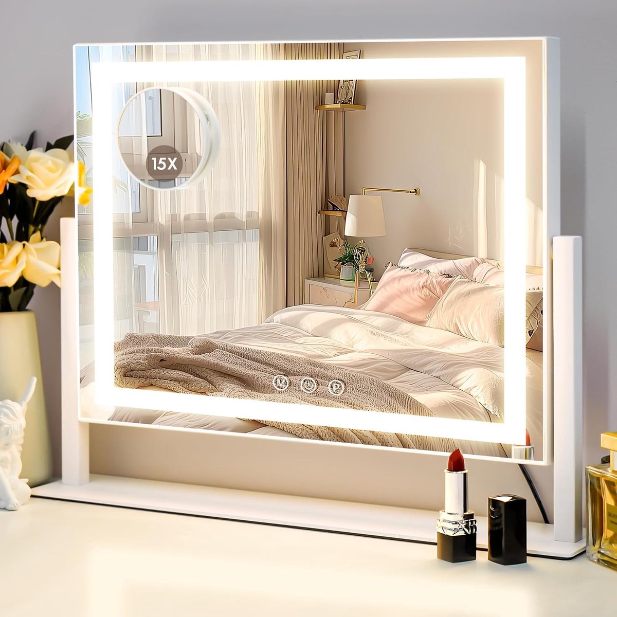 Verlichte Make-upspiegel met 3 Lichtmodi en Draaifunctie - 46 x 36 cm Hollywood-stijl