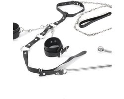 Vibrerende haak BDSM seksbondage - nek-tot-pols bondageset, seksspeeltjes voor koppels, verstelbare handboeien op de rug bondageset