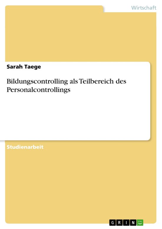 Bildungscontrolling Als Teilbereich Des Personalcontrollings - cover