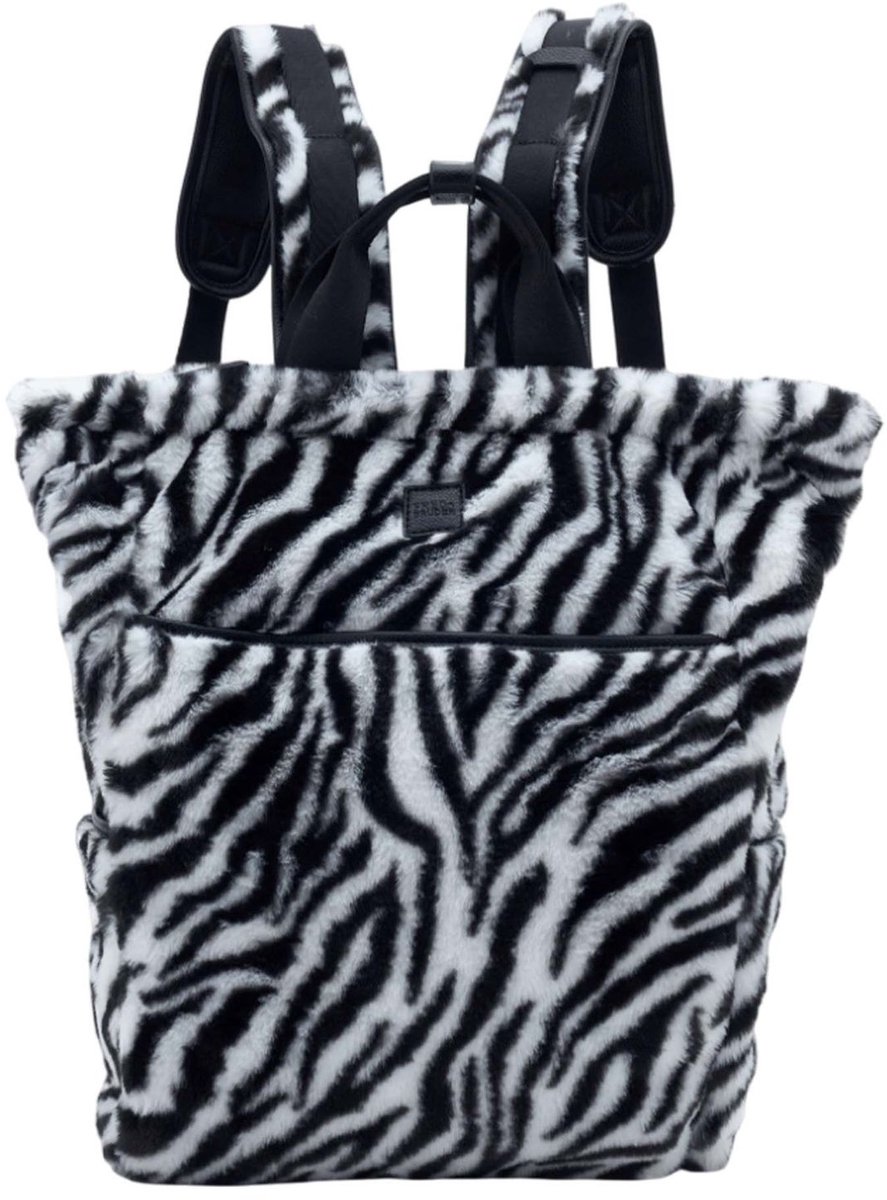 FREDsBRUDER Leren rugzak Furry Friend Backpack Zebra zwart wit