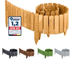 Garronda Rollborder - Flexibele houten - Gazonafscheiding - Palissade padenafscheiding - kan worden ingekort - Lichtbruin - Hoogte: 8 cm, hekje 200 cm