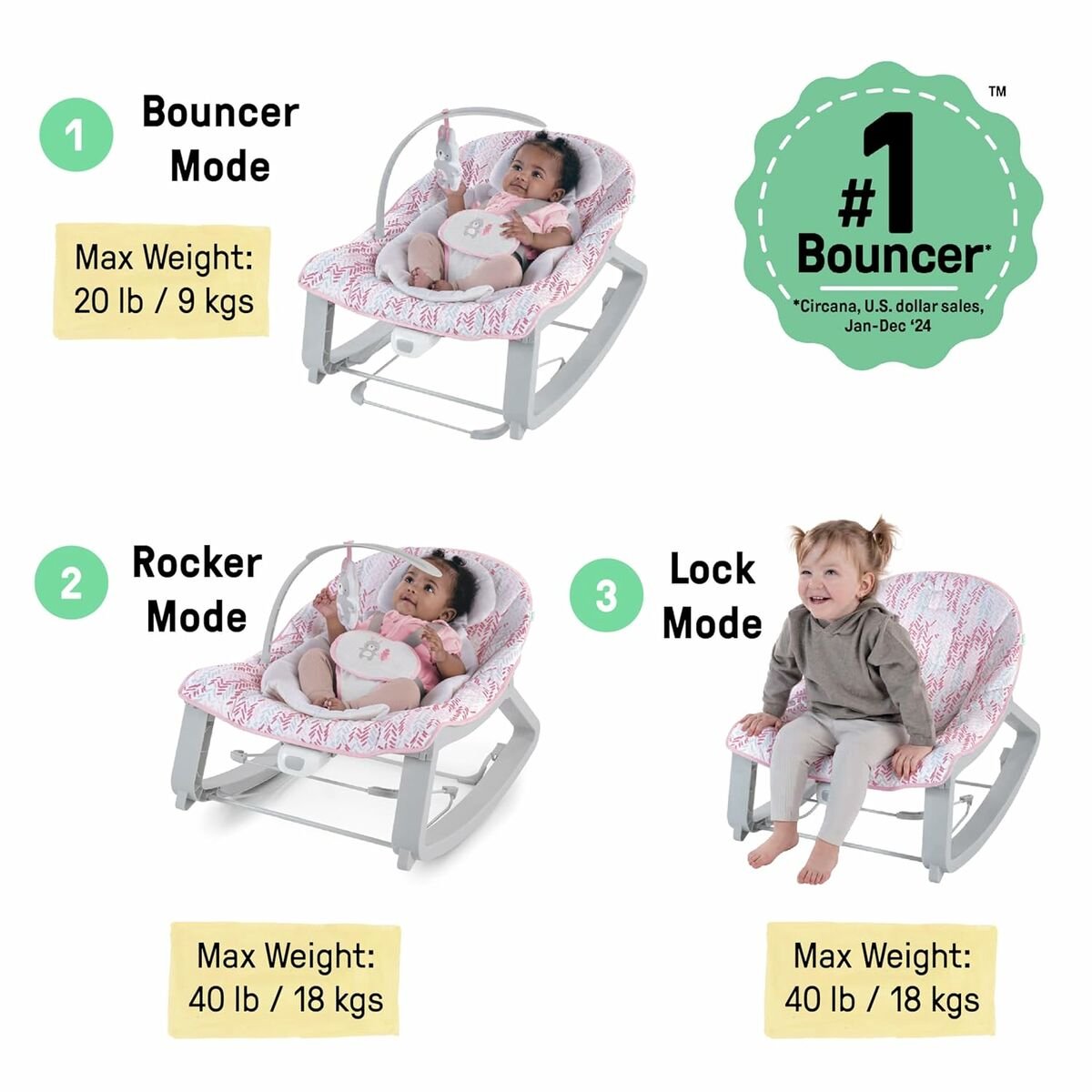 Baby Hangmat Ingenuity Grijs Roze