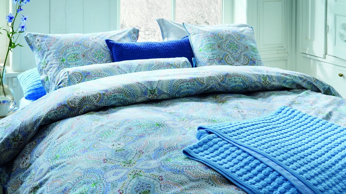 Pip Studio Moon Flower dekbedovertrek - Lits-Jumeaux XL - 260 x 200/220 cm - Licht blauw