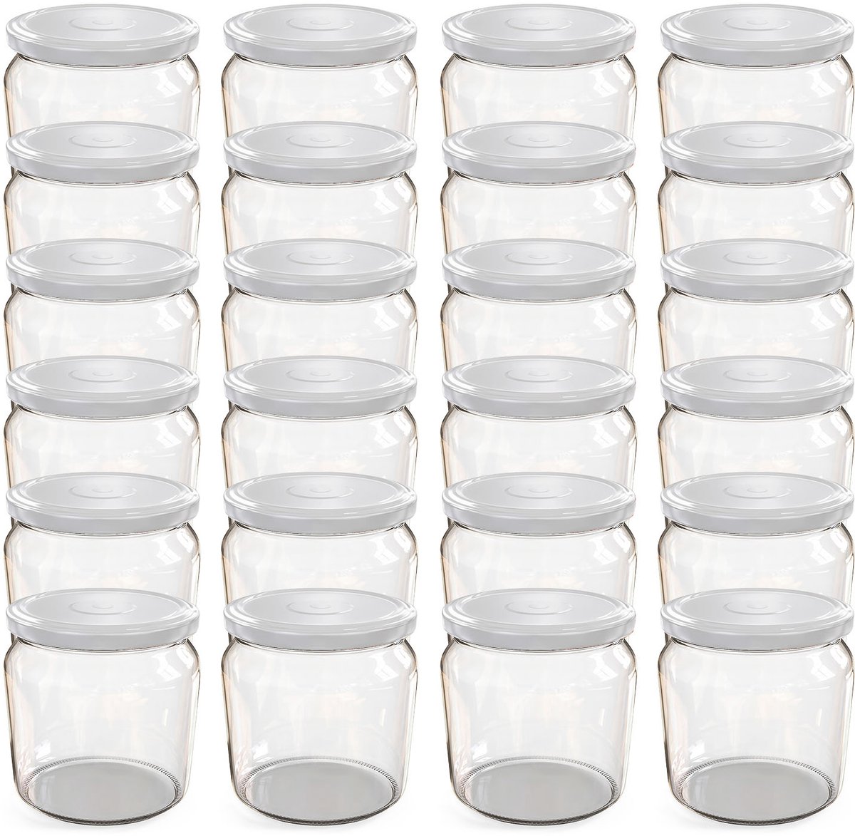 Oputec 24x 360ml inmaakpotten / voorraadpotten TO Ø 82 mm – glazen jampotten – metalen schroefdeksel wit – conservenpotten