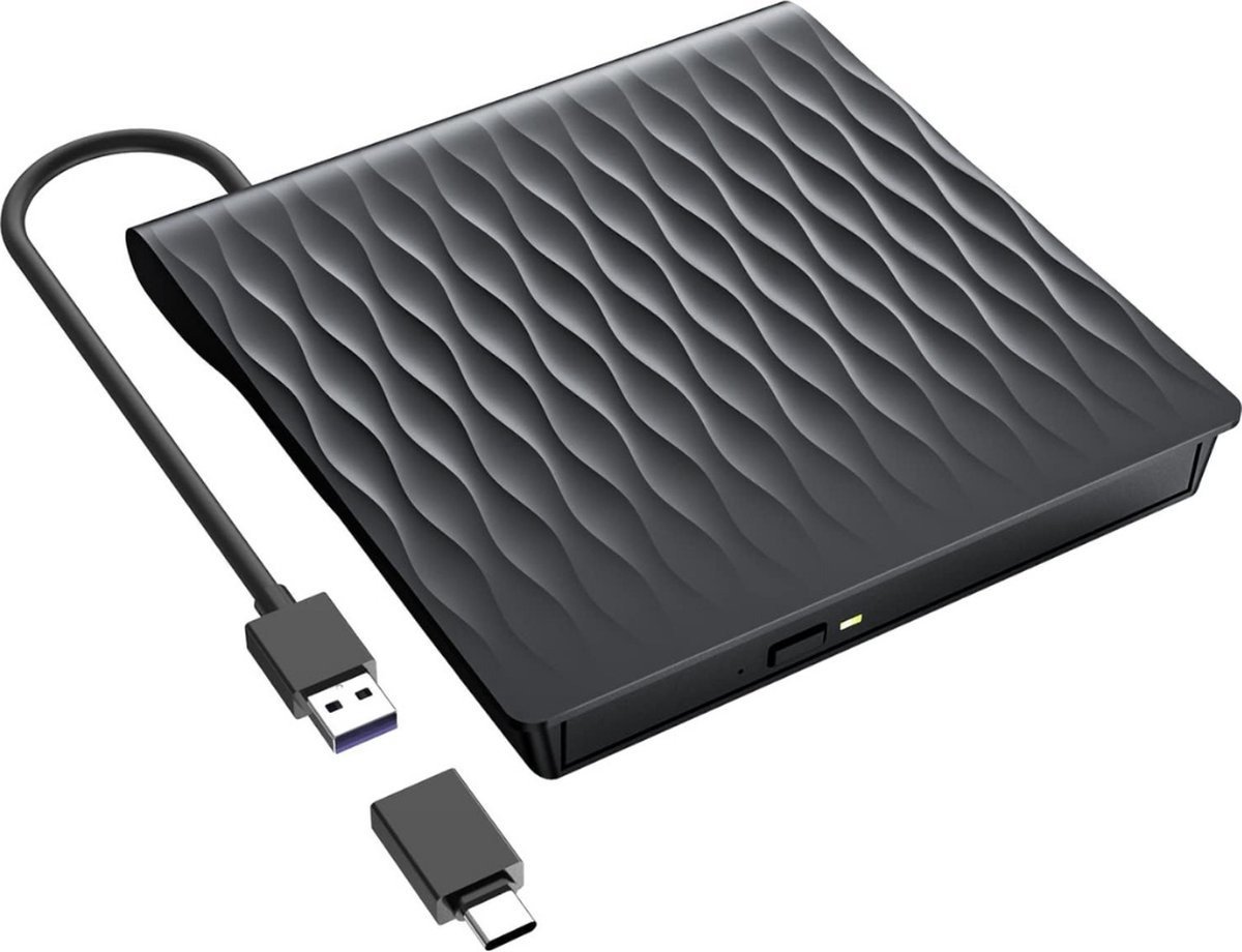 WNHB® Externe dvd speler usb 3.0 en usb c - draagbare dvd brander voor laptop en desktop - compatible met windows en mac