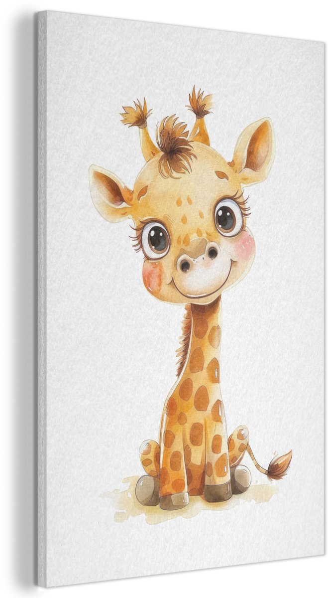 Akoestisch wandpaneel 60x90 cm - Vilt schilderij Giraf - Baby dier - Wilde dieren - Akoestische panelen - Geluidsdempende wanddecoratie - Geluidsisolatie woonkamer - Muurdecoratie geluidspanelen