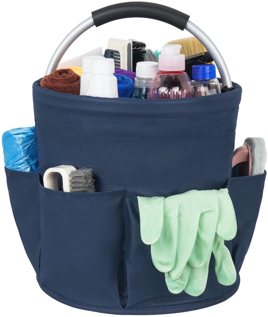 Schoonmaak Organizer - Opvouwbaar - Draagbaar met Handvat en Zes Vakken - Voor Huis, Tuin en Badkamer - Blauw