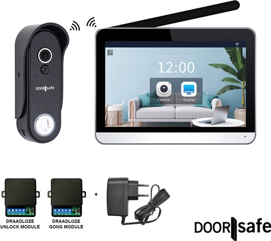 Doorsafe 4651 + Voeding | HD draadloze camera deurbel | 7″ - Doorsafe - €256,00