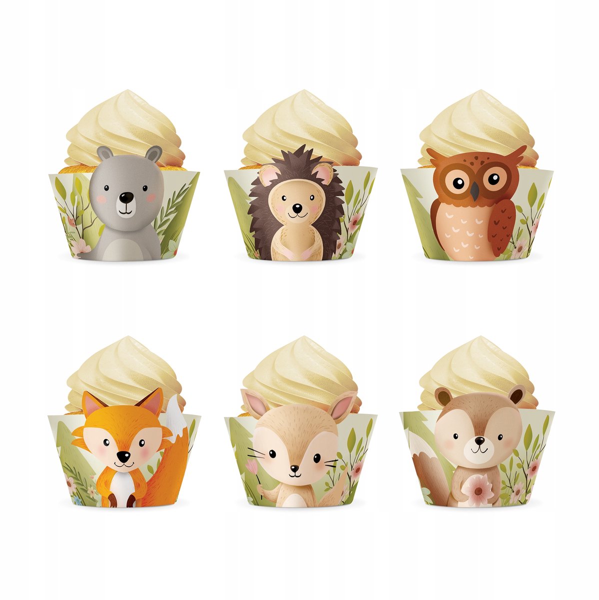 Muffinbakjes Bosdieren - Decoratieve Vormpjes - 6 Stuks