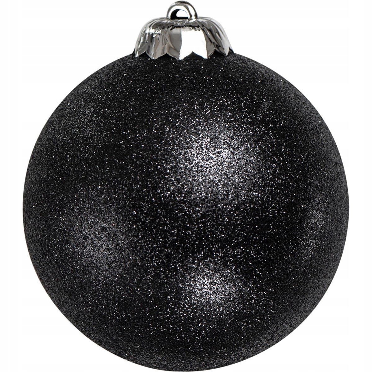 Zwarte Kerstboombal met Glitters - 8cm - Luxe Decoratie
