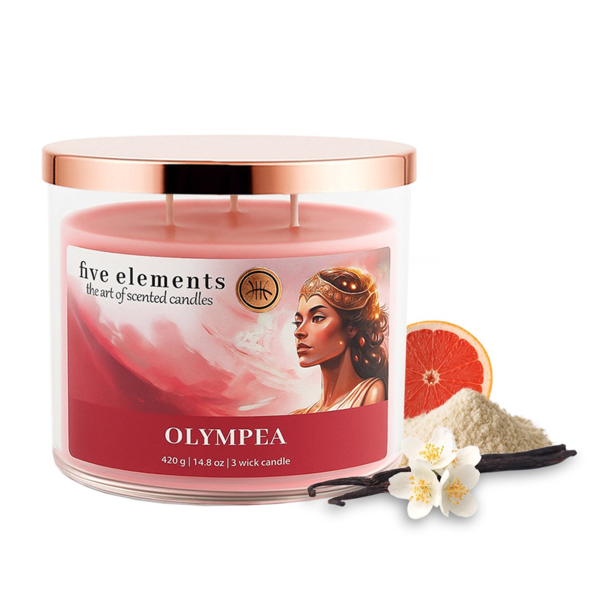 Geurkaars Five Elements Olympea, 420 g, 3 lonten