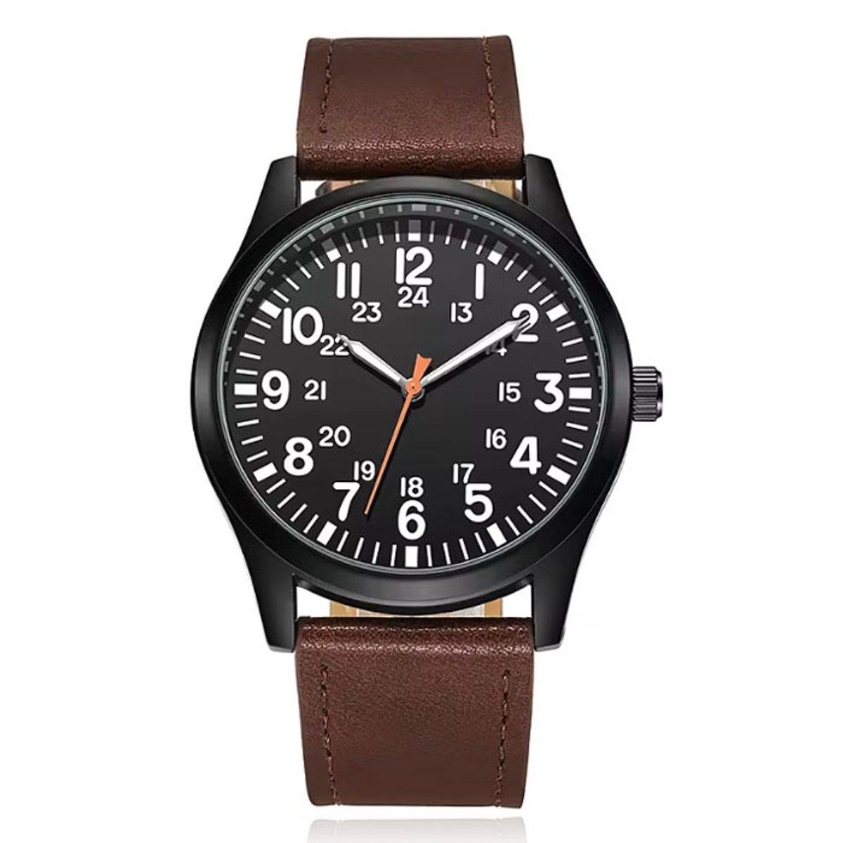 Stijlvol herenhorloge met bruin lederen band - Klassiek design