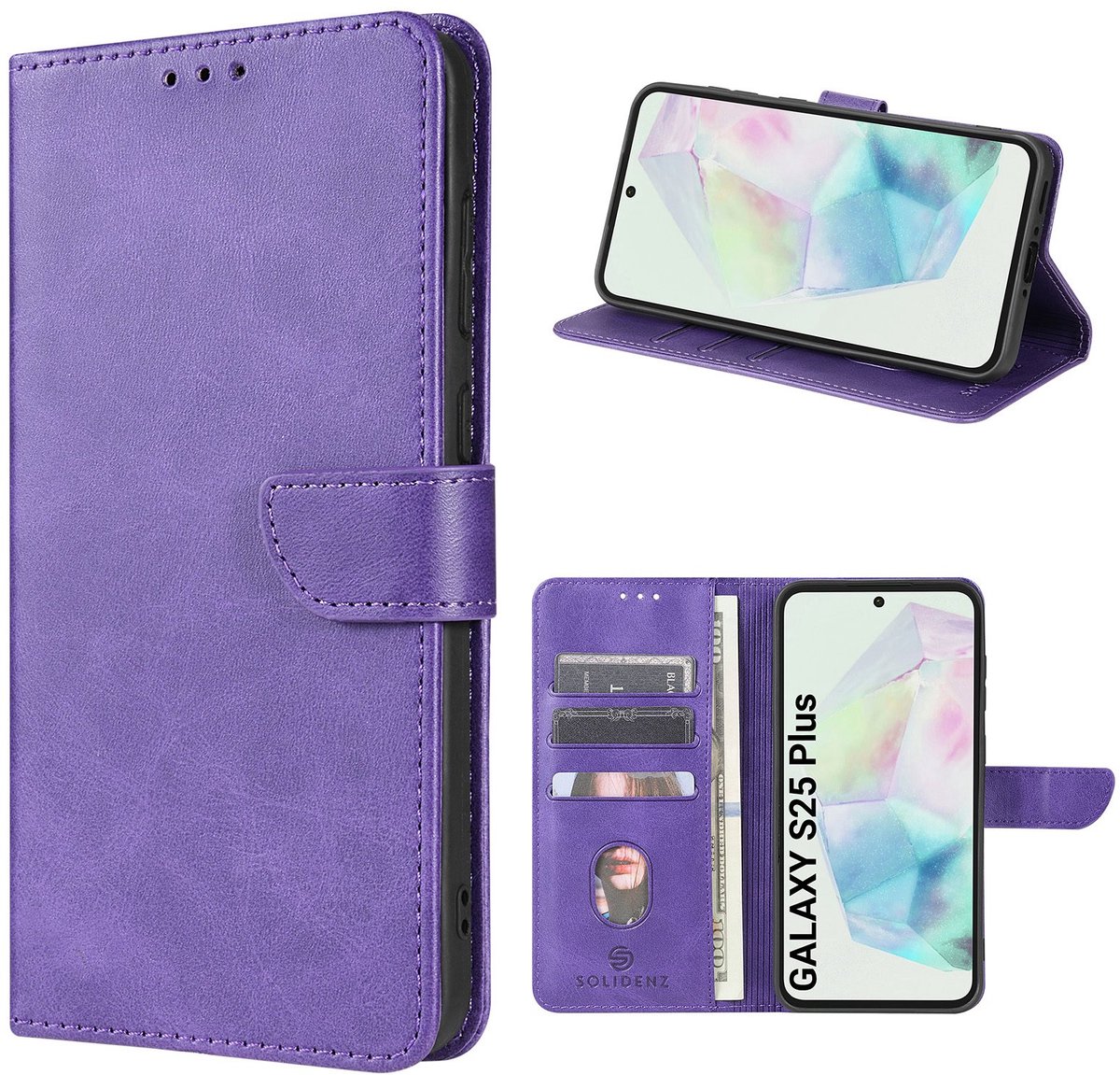 Solidenz hoesje - Geschikt voor Samsung Galaxy S25 Plus - Bookcase - Paars