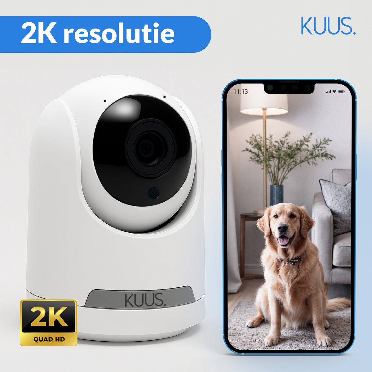 KUUS BC1 2K Wifi Camera - Beveiligingscamera Binnen met