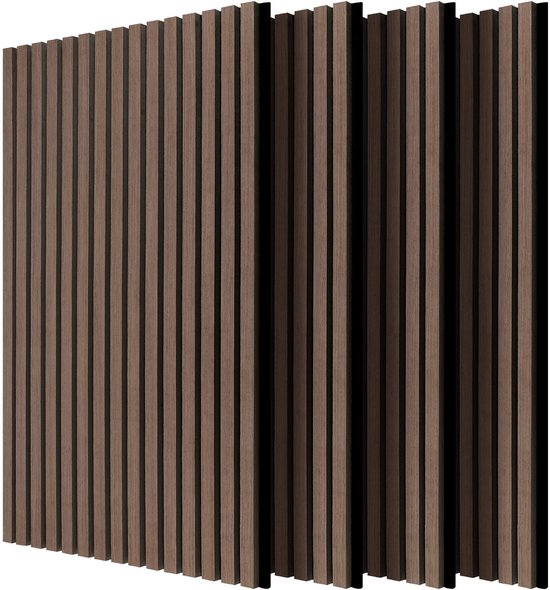 4 Stuks- Zelfklevend Akoestische Panelen-Geluidsabsorptie - Akoestische Wandpanelen -120x60x2.1cm -Walnoot Kleur -Zelfklevende achterkant