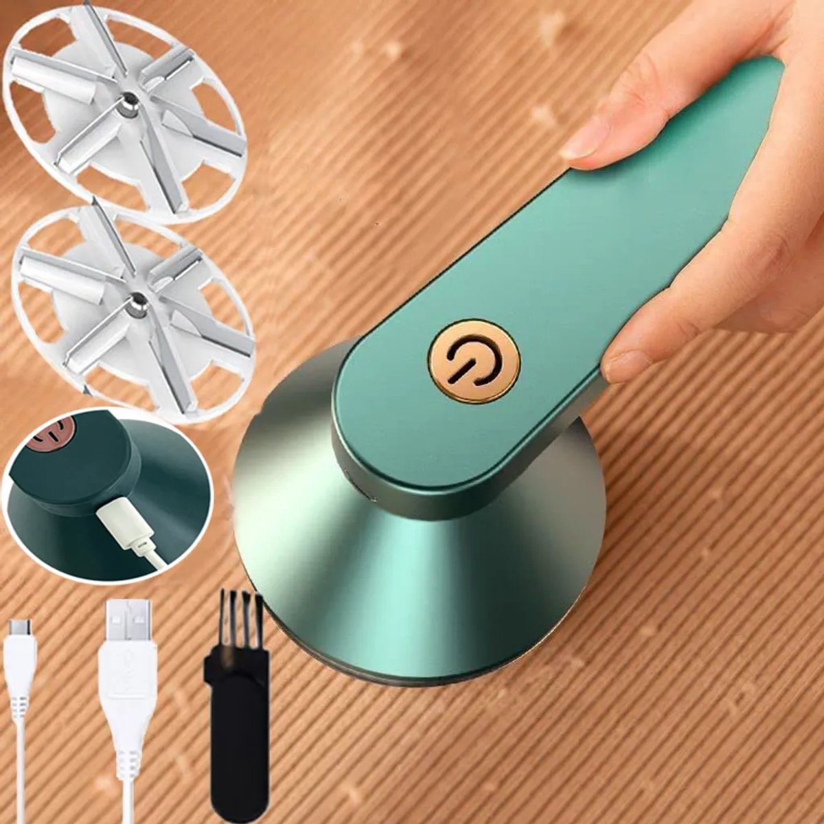2-in-1 elektrische ontharingsapparaat, oplaadbaar, met USB-oplaadfunctie, wit/groen