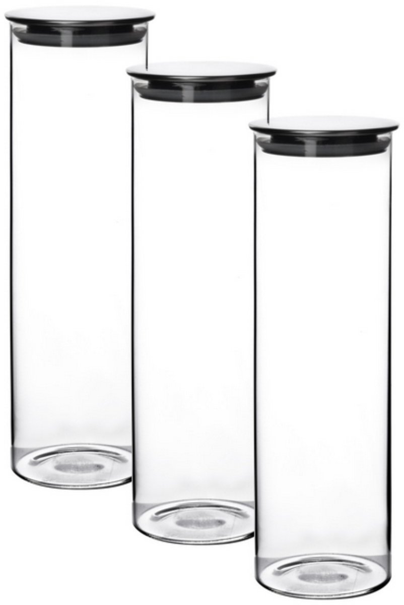 Set van 3 Glazen Potten 1000 ml met Deksel - Hoog