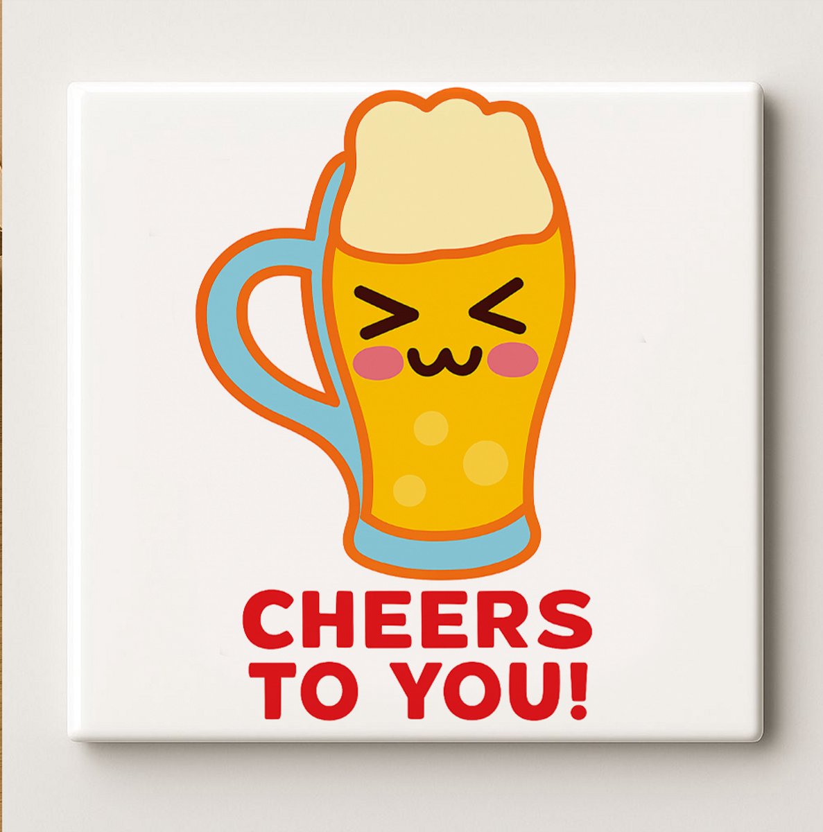Schattige Biermok Tegel – Grappig “Cheers to You” Cadeau – Decoratieve Keramische Tegel 15