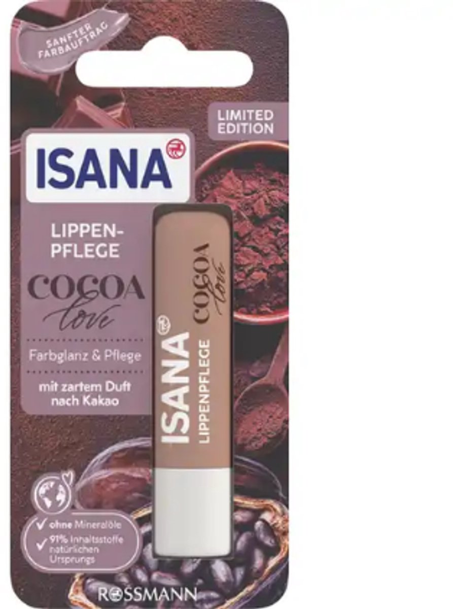 Isana Lippenbalsem - Cocoa Love | 1x 4,8g - Herfst Winter Geur | Lippenbalsem - Lipverzorging - Limited Edition 2025