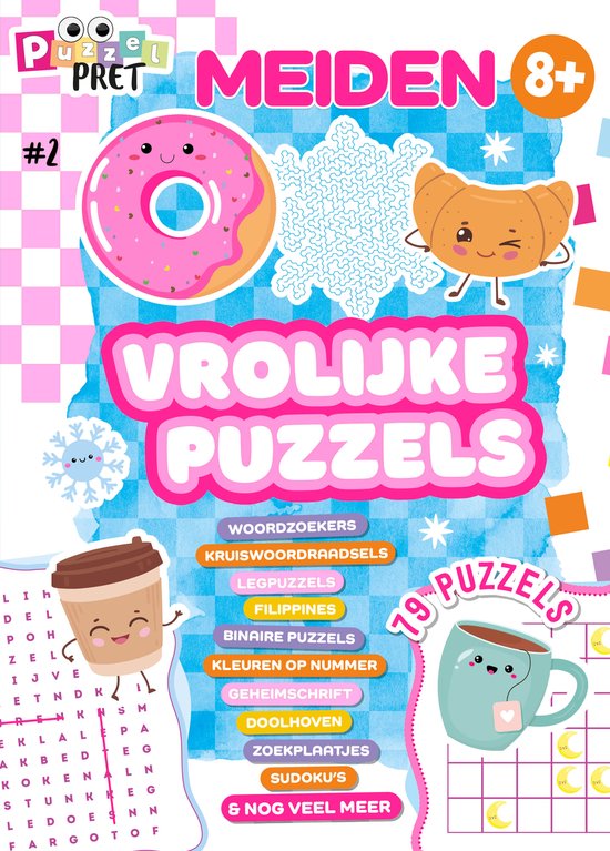 MEIDEN Puzzelpret 2 - Puzzelboek - Puzzelboek Kinderen - Puzzelboeken - Sudoku Kinderen - Puzzelen - Puzzels - Puzzel - Puzzel boek - Speelgoed - Knutselen - DIY - Breinbreker - Speelgoed Meisjes - Meisje - Vakantieboek - Kleuren op Nummer - Raadsels