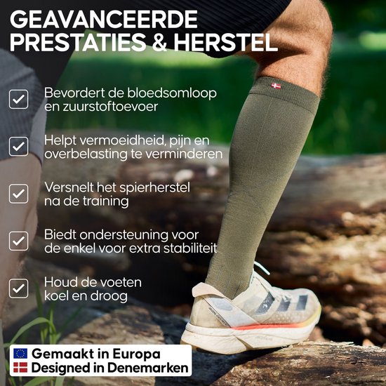 Chaussettes de compression haute performance DANISH ENDURANCE - 26-32 mmHg - Zwart/ Grijs - Pointures 43-47