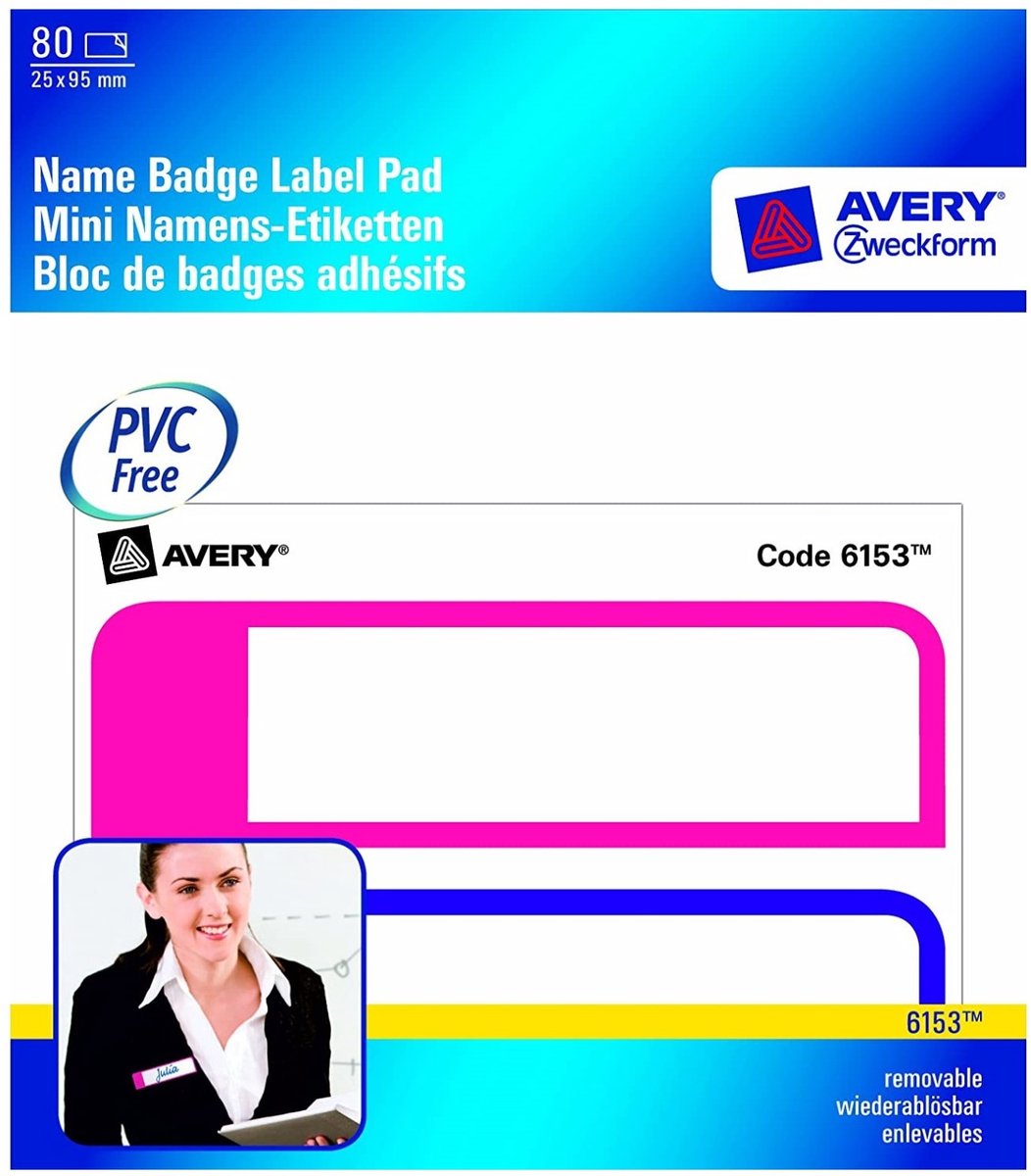 80x Naambadges in Blok 25x95mm Wit Frame Roze/Paars