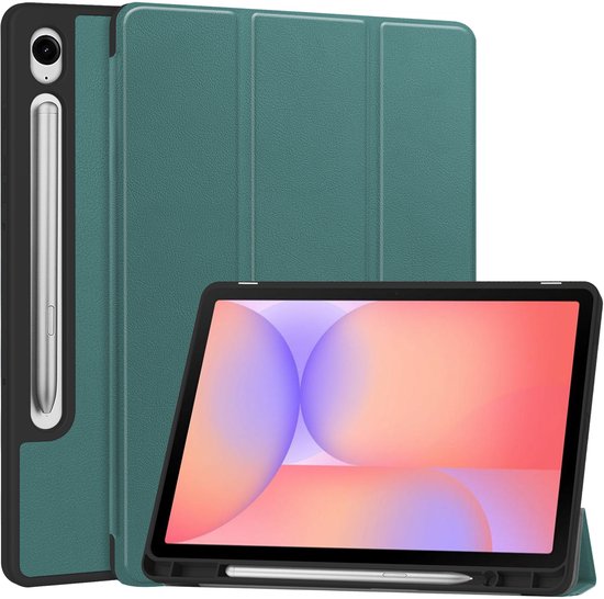 Hoozey - Étui pour tablette Samsung Galaxy Tab S10 Lite (2025) - 10,9 pouces - Étui à trois volets avec fonction Auto/Wake et fermeture magnétique - Coque en TPU avec porte-crayon - Vert