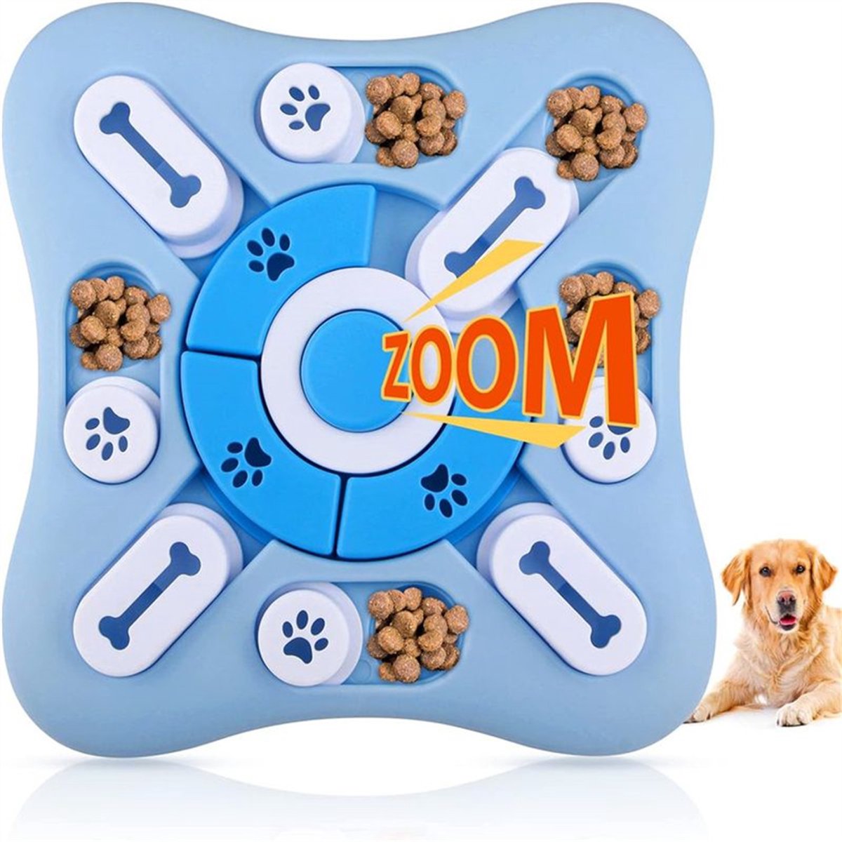 2en1 Honden puzzel – Hondenpuzzel die geluiden maakt – 25.4 cm – Drie manieren – Hondenspeelgoed – Intelligentie Speelgoed voor Honden – IQ-training en psychologische verrijking – Blauw