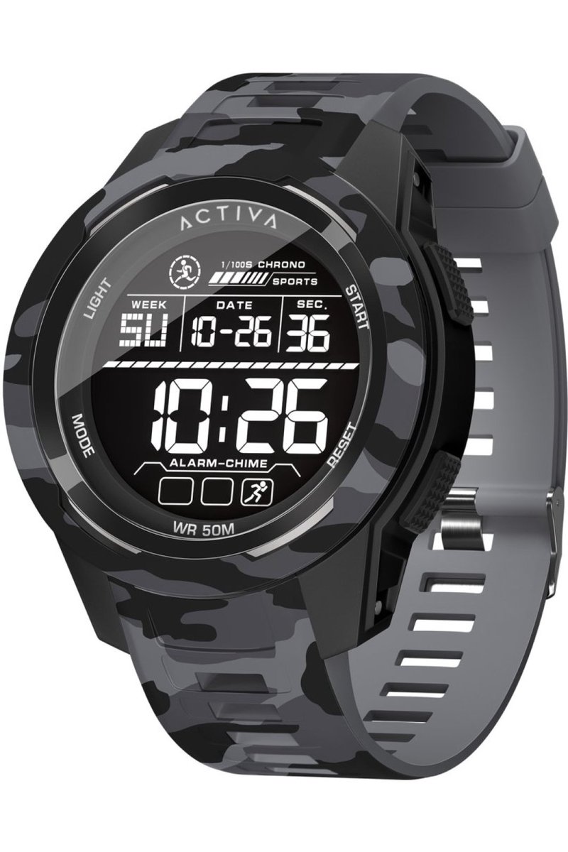 Activa x Invicta Digital ACW8105MC-002 Heren Horloge - Waterdicht - Digitaal - Quartz Uurwerk - Plastic met zwarte Wijzerplaat - 45mm
